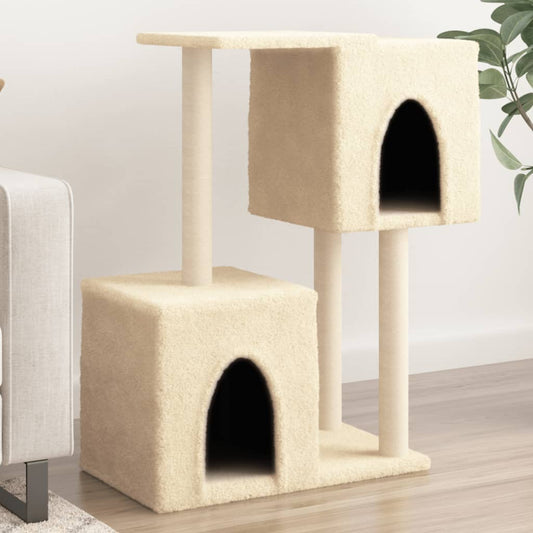 Arbre à chat avec griffoir en sisal crème 86 cm