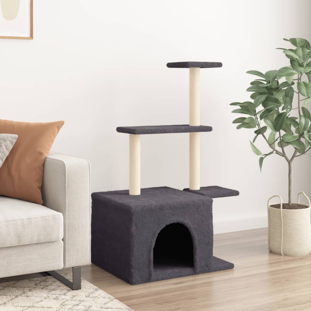 Arbre à chat avec griffoir en sisal gris foncé 110 cm