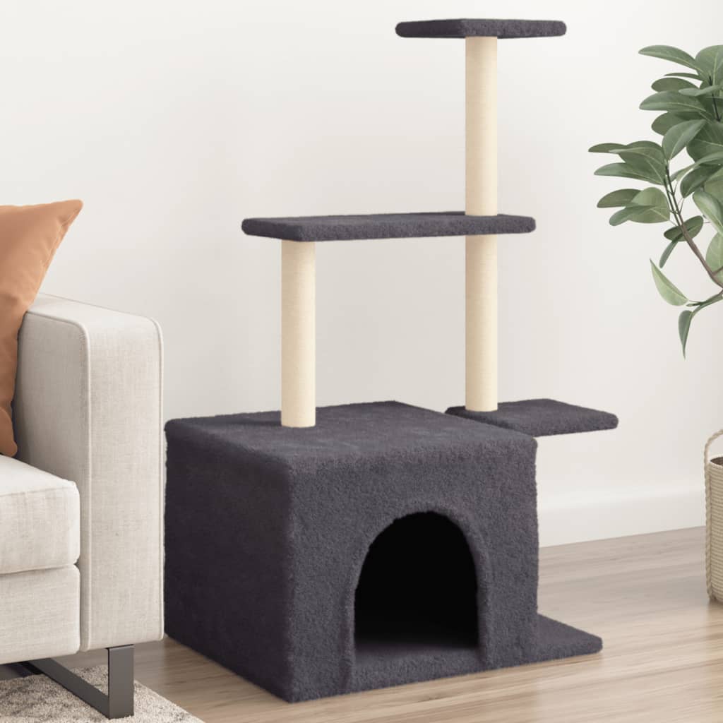 Arbre à chat avec griffoir en sisal gris foncé 110 cm