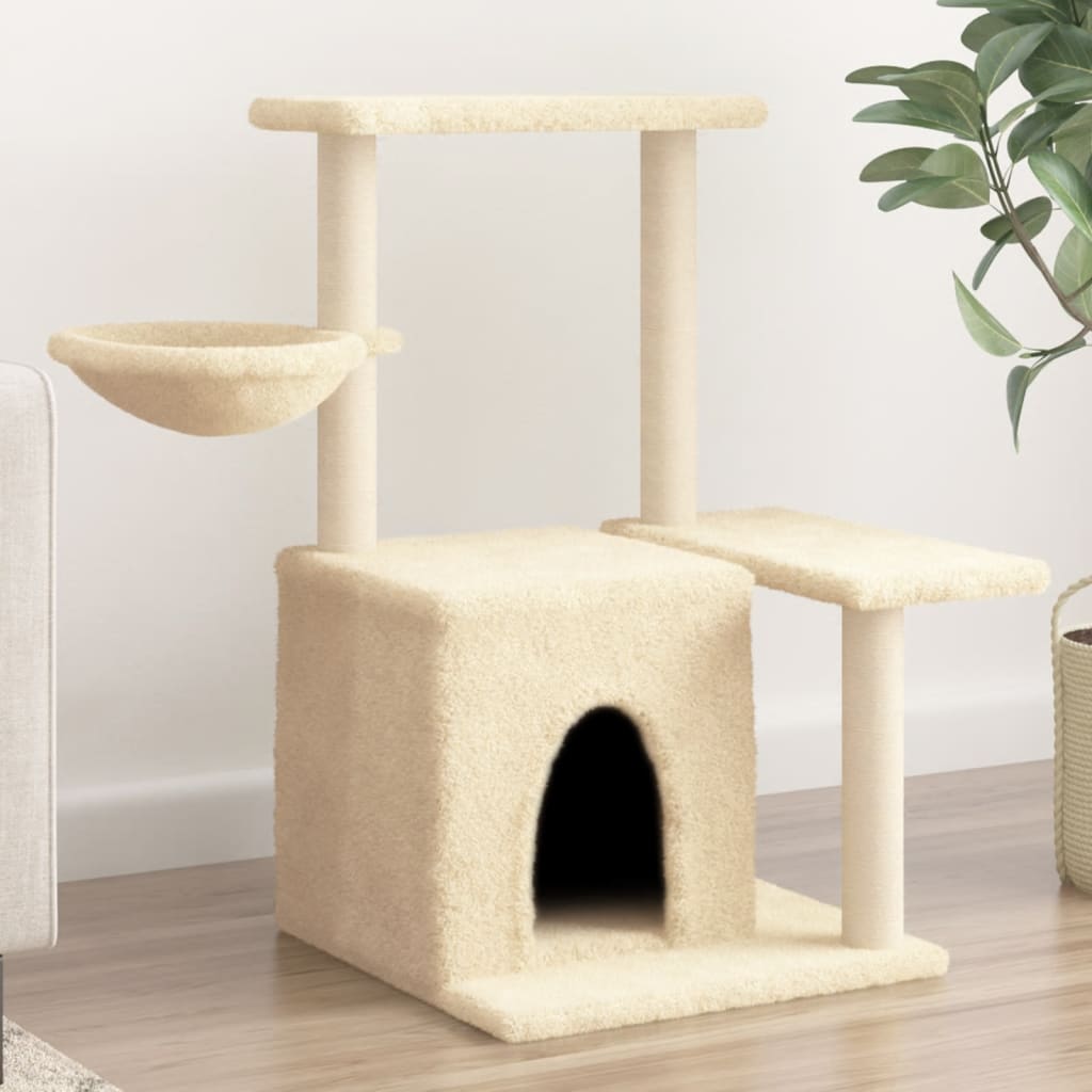 Arbre à chat avec griffoir en sisal crème 83 cm