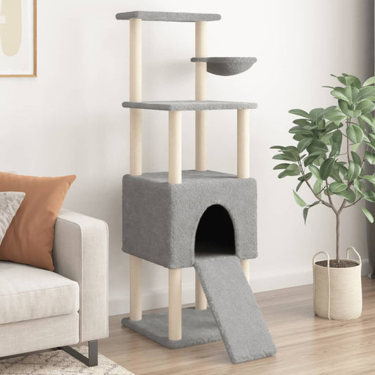 Arbre à chat avec griffoir en sisal gris clair 153 cm