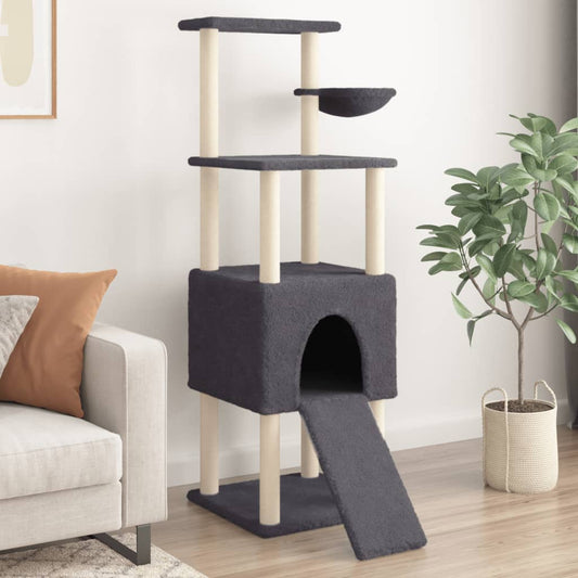 Arbre à chat avec griffoir en sisal gris foncé 153 cm