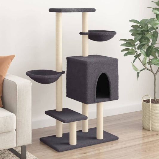 Arbre à chat avec griffoir en sisal gris foncé 117 cm