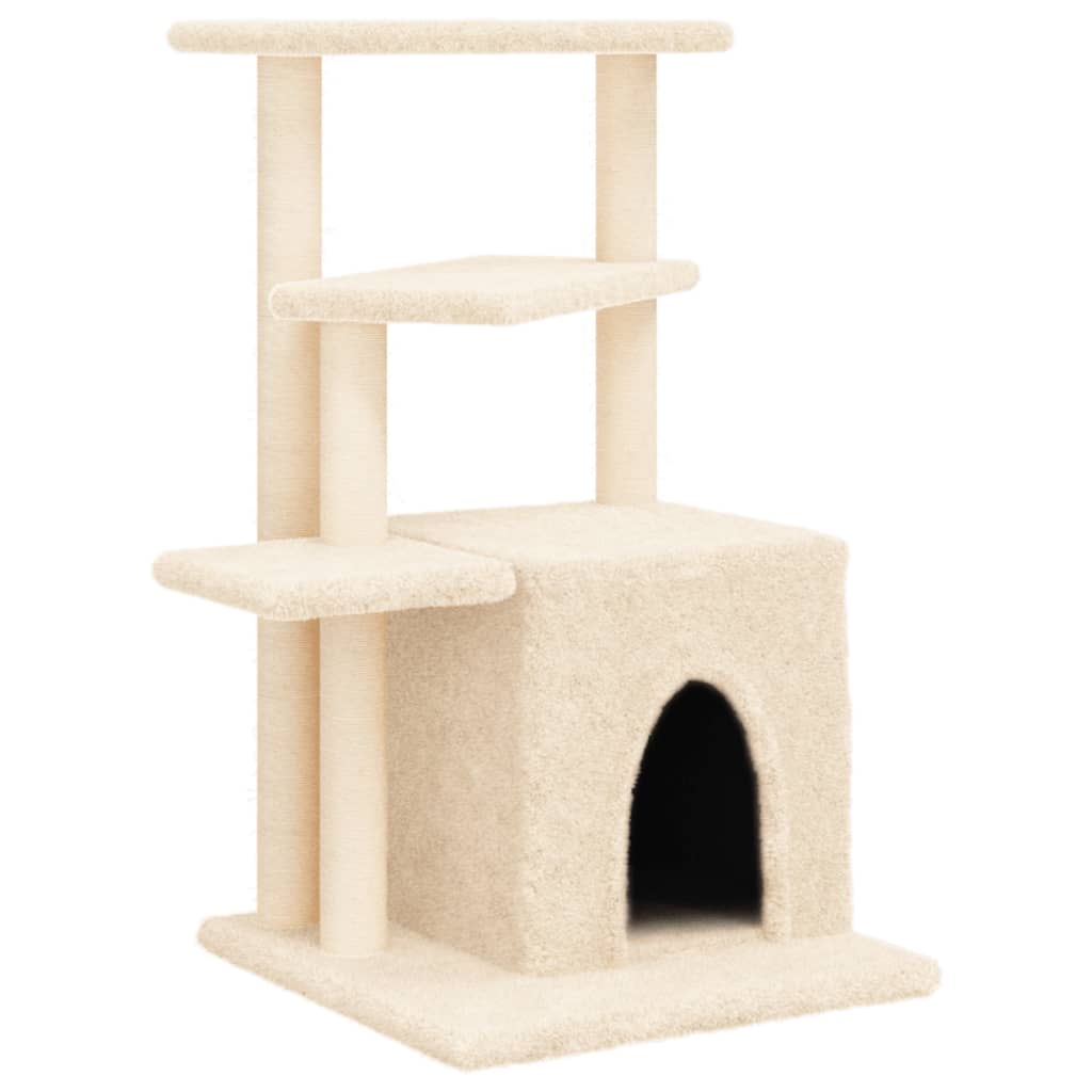 Arbre à chat avec griffoir en sisal crème 83,5 cm