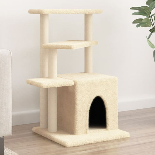 Arbre à chat avec griffoir en sisal crème 83,5 cm