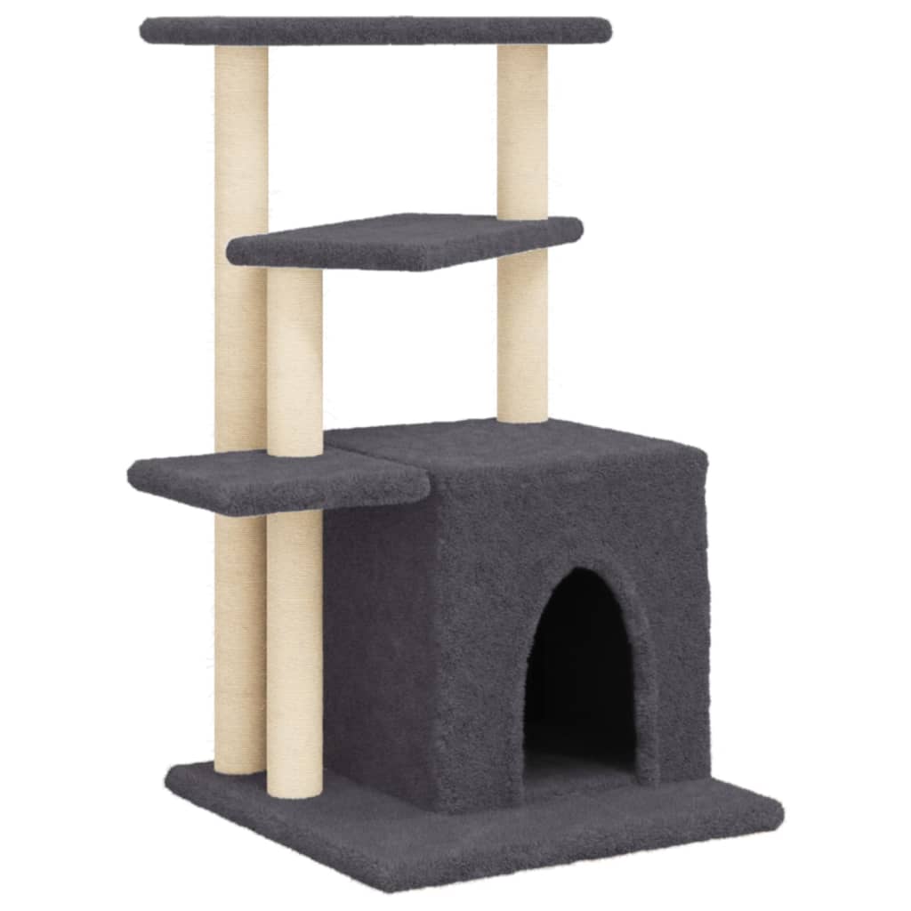 Arbre à chat avec griffoir en sisal gris foncé 83,5 cm