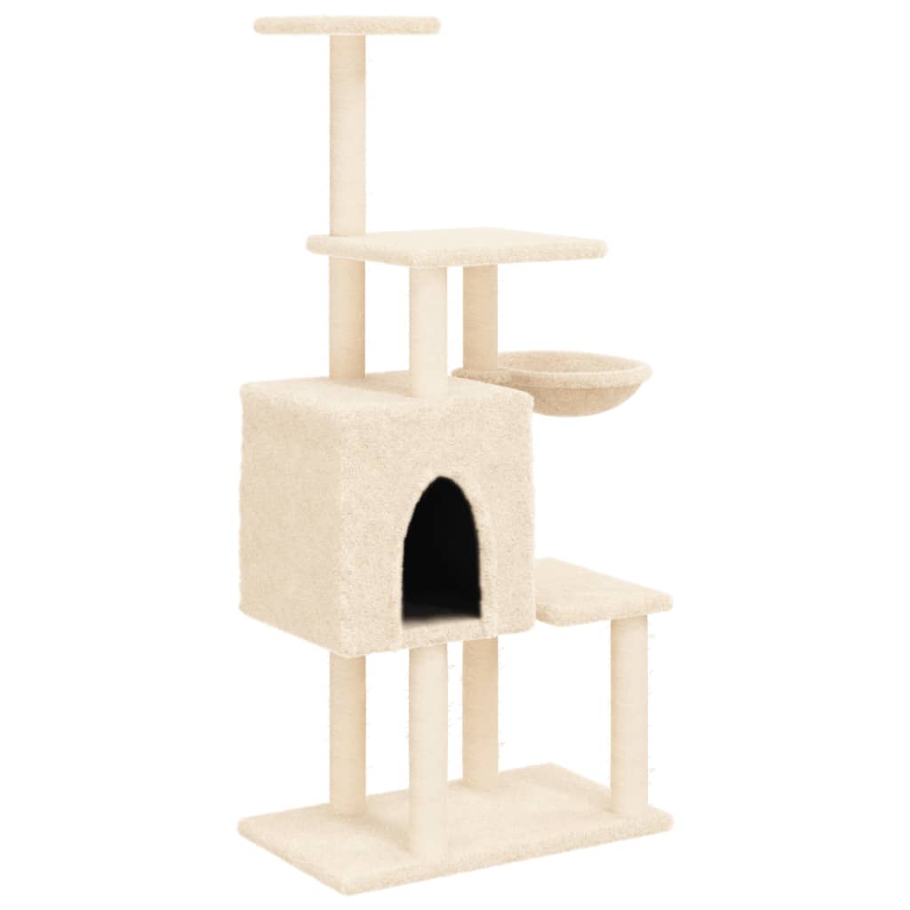 Arbre à chat avec griffoir en sisal crème 131 cm