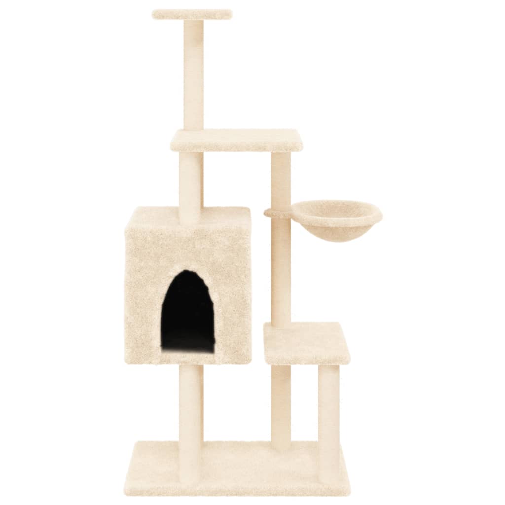 Arbre à chat avec griffoir en sisal crème 131 cm