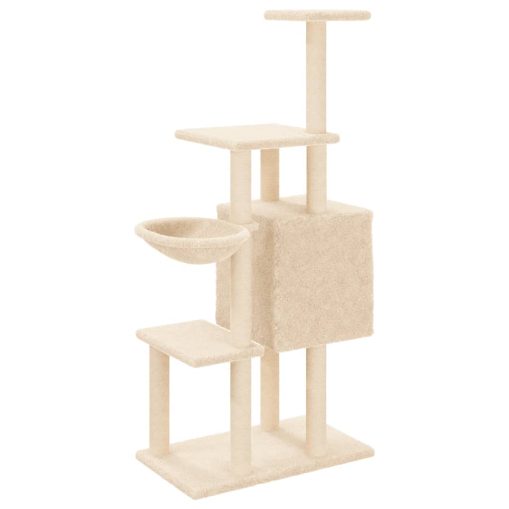 Arbre à chat avec griffoir en sisal crème 131 cm