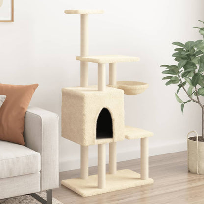 Arbre à chat avec griffoir en sisal crème 131 cm