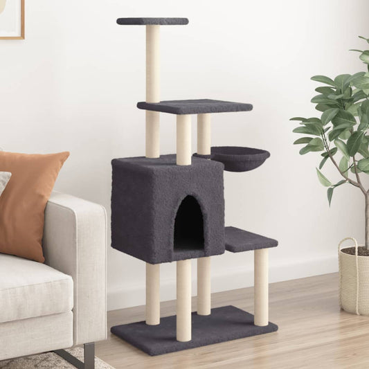 Arbre à chat avec griffoir en sisal gris foncé 131 cm