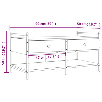 Mesa de centro aspecto roble marrón 99x50x50 cm de madera