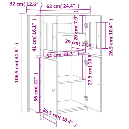 Highboard Schwarz 62x32x106,5 cm Holzwerkstoff