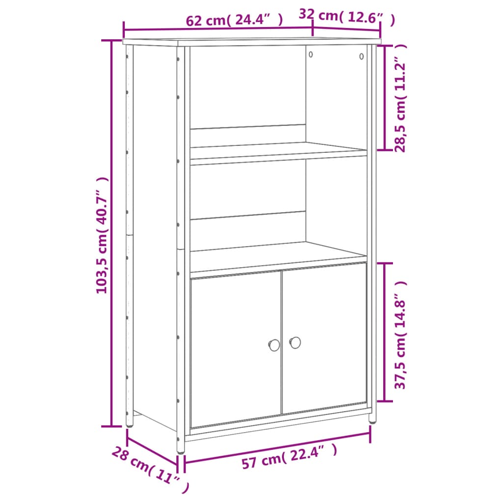 Highboard Schwarz 62x32x103,5 cm Holzwerkstoff