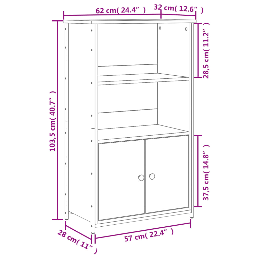 Alacena roble Sonoma 62x32x103,5 cm material madera