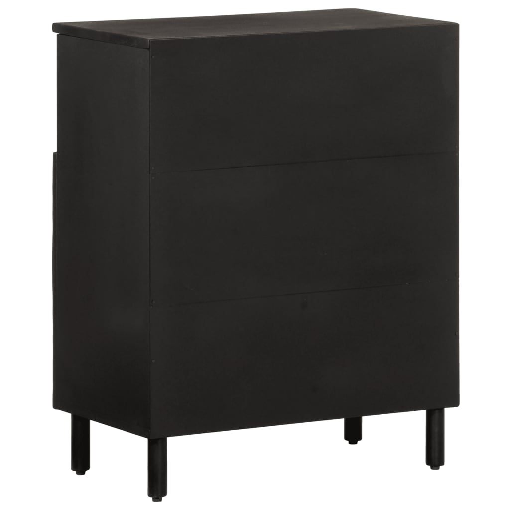 Beistellschrank Schwarz 60x33x75 cm Massivholz Mango