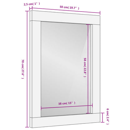 Badspiegel Schwarz 50x70x2,5 cm Massivholz Mango und Glas