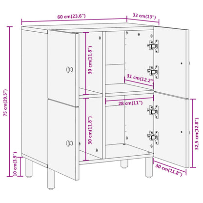 Beistellschrank 60x33x75 cm Massivholz Mango