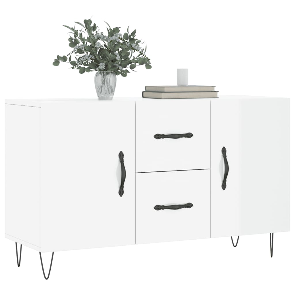 Buffet blanc brillant 100x36x60 cm en bois