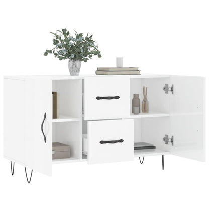 Buffet blanc brillant 100x36x60 cm en bois