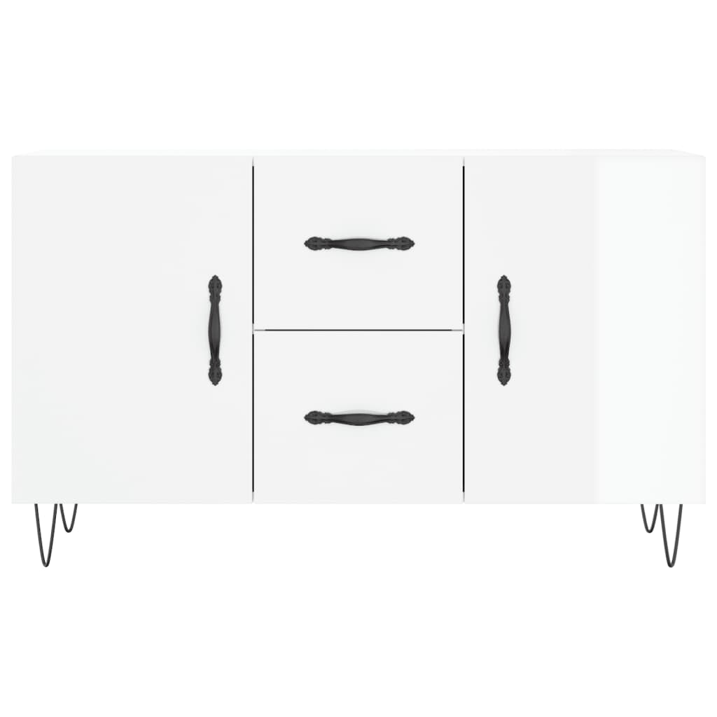 Buffet blanc brillant 100x36x60 cm en bois