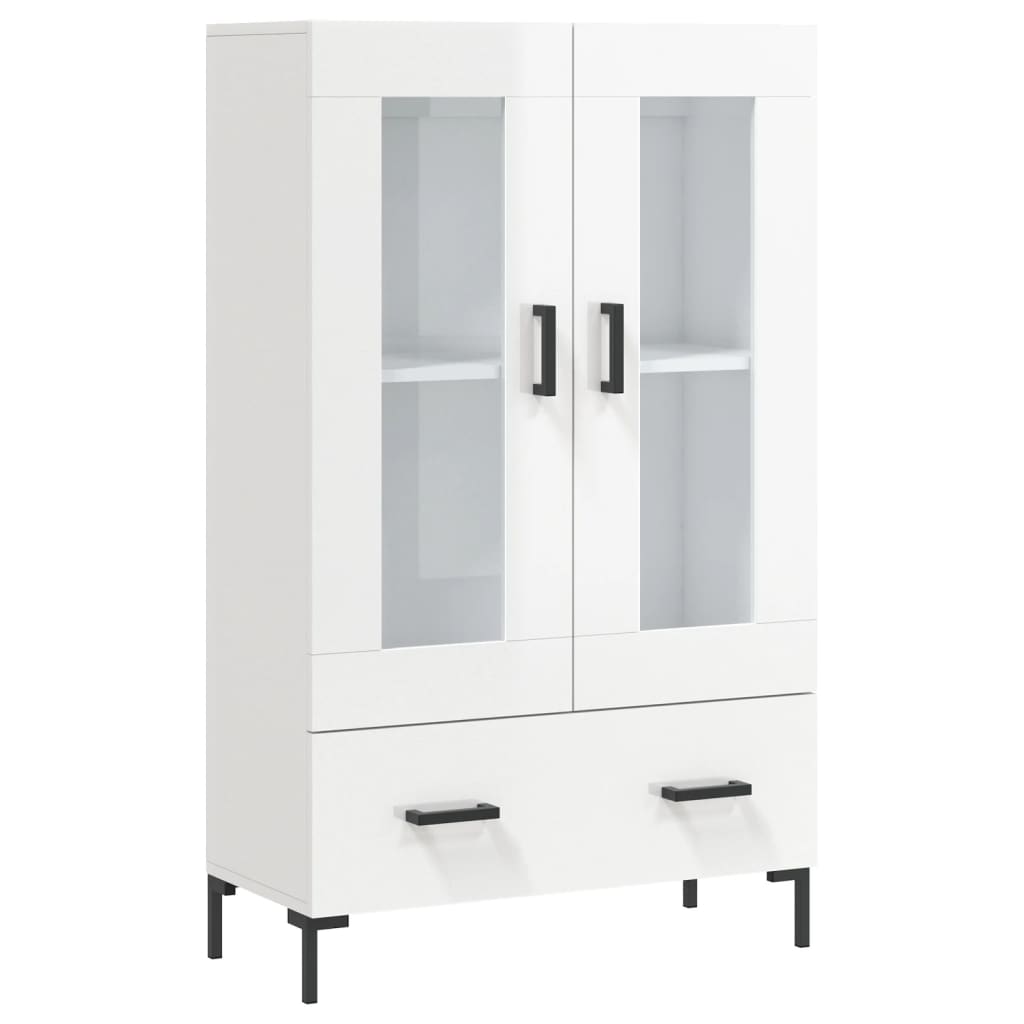 Buffet haut blanc brillant 69,5x31x115 cm en bois