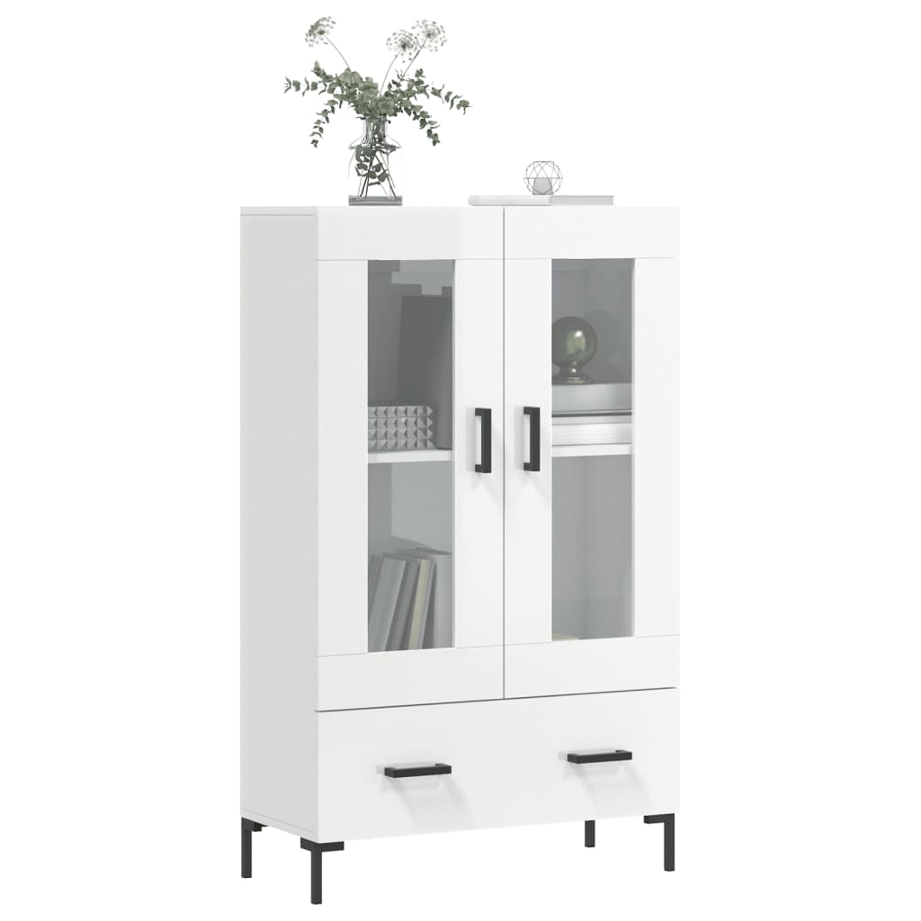 Buffet haut blanc brillant 69,5x31x115 cm en bois