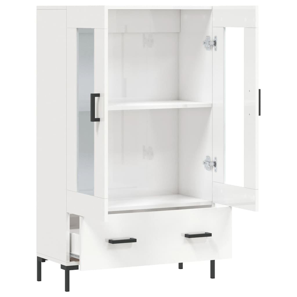 Buffet haut blanc brillant 69,5x31x115 cm en bois