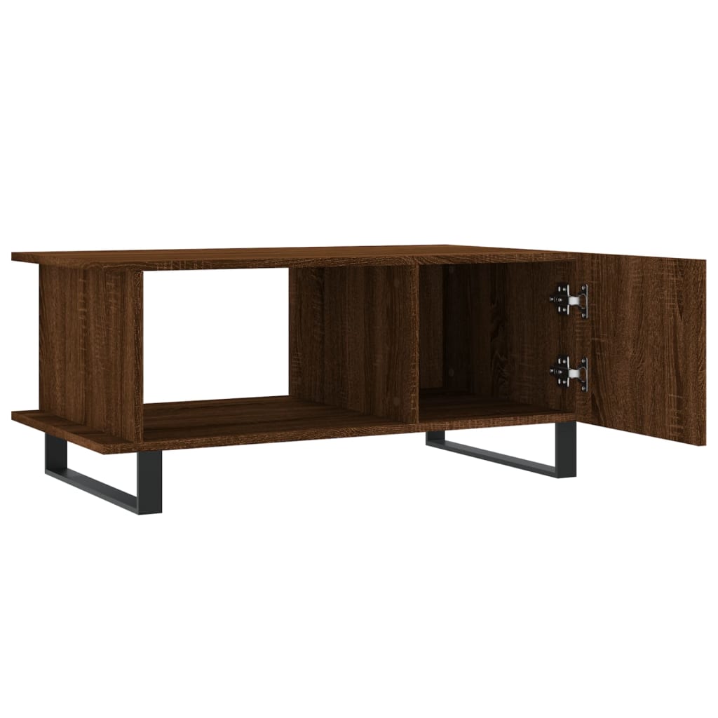 Mesa de centro aspecto roble marrón 90x50x40 cm de madera