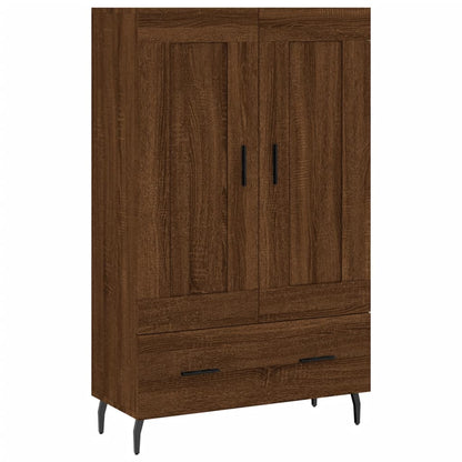 Buffet haut aspect chêne marron 69,5x31x115 cm matériau bois