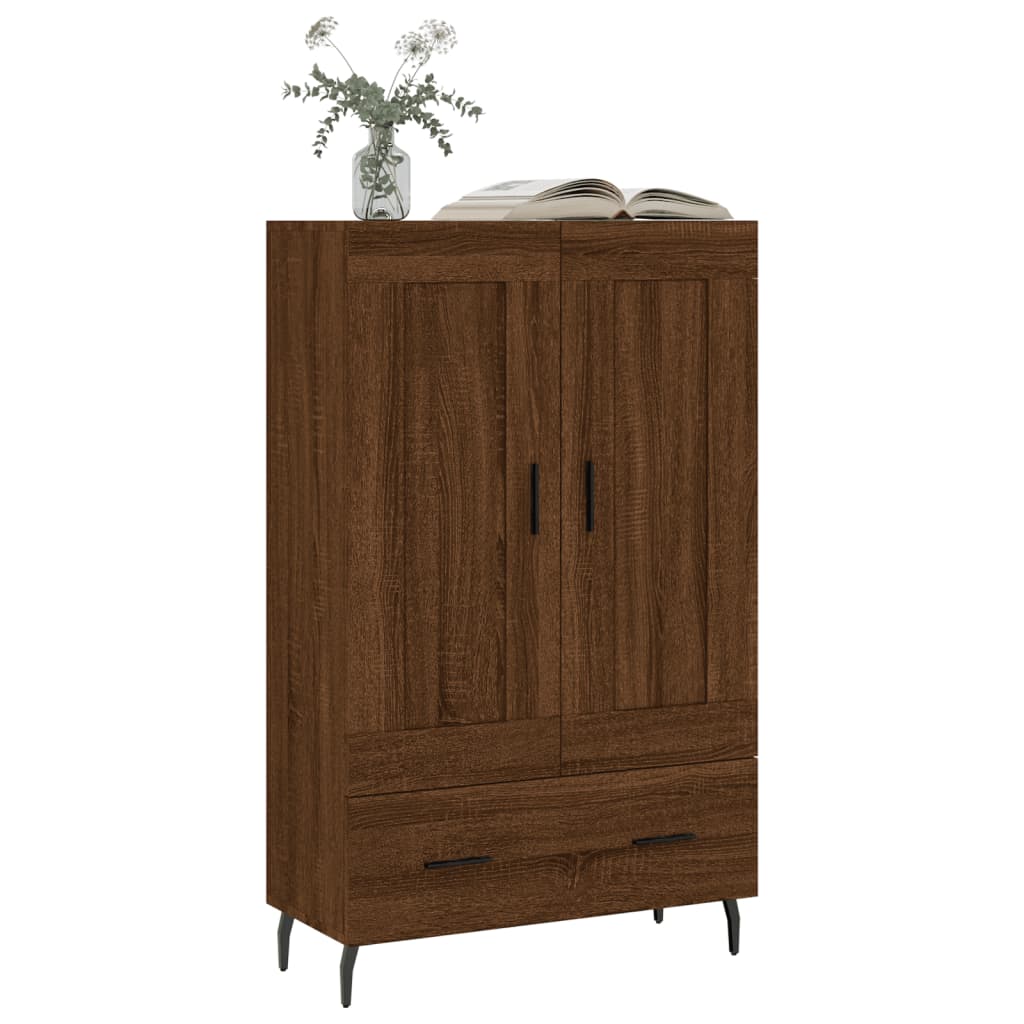 Buffet haut aspect chêne marron 69,5x31x115 cm matériau bois