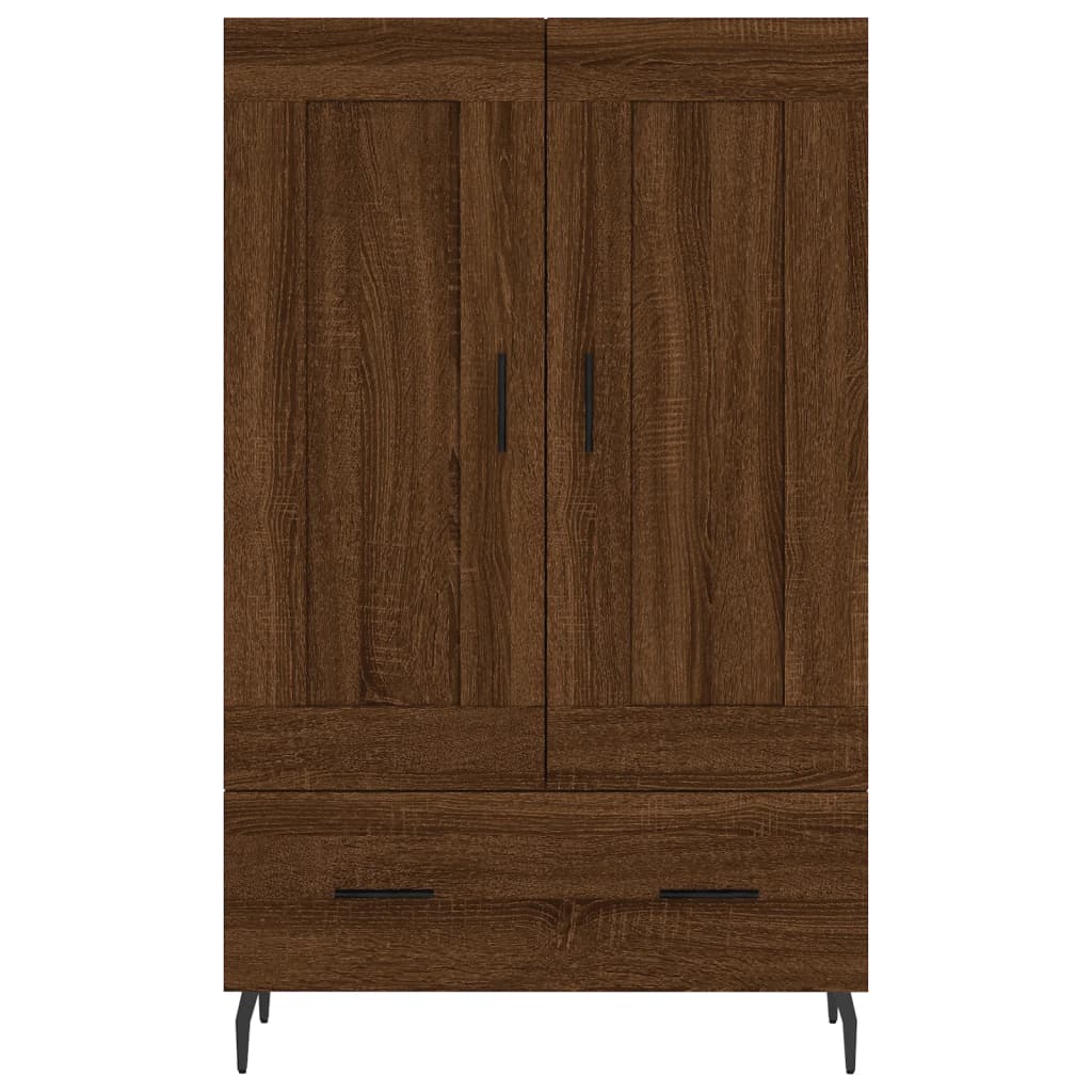 Buffet haut aspect chêne marron 69,5x31x115 cm matériau bois