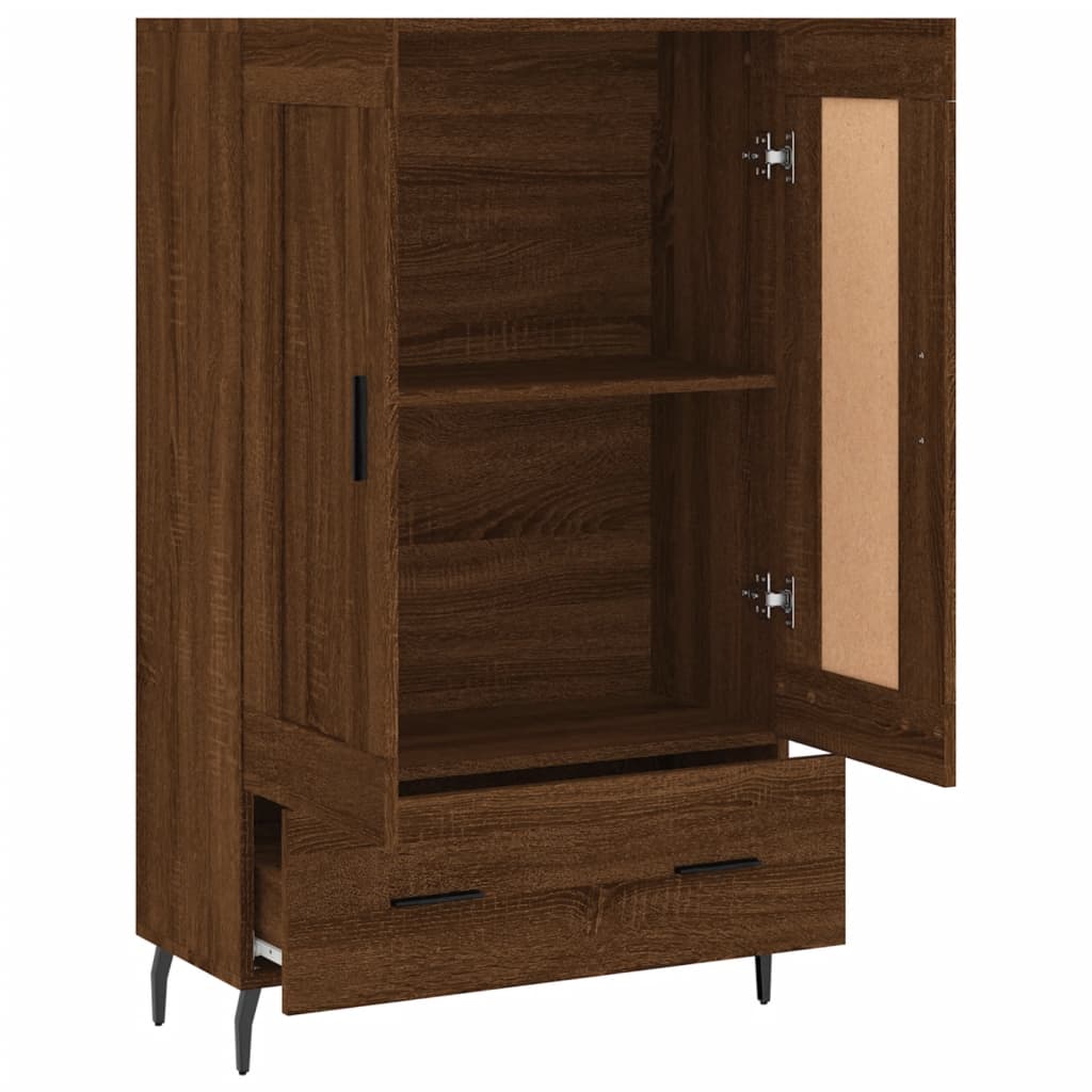 Buffet haut aspect chêne marron 69,5x31x115 cm matériau bois