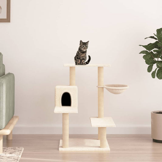 Arbre à chat avec griffoir en sisal crème 82,5 cm