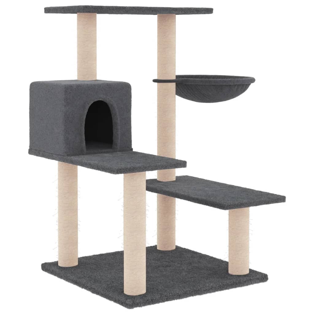 Arbre à chat avec griffoir en sisal gris foncé 82,5 cm