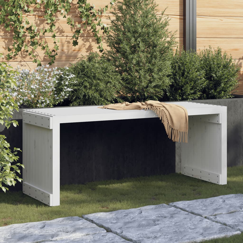 Banc de jardin extensible blanc 212,5x40,5x45 cm bois de pin massif