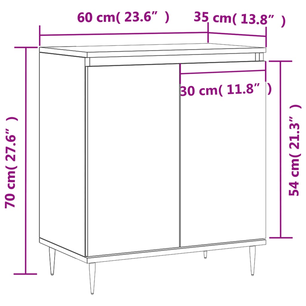 Sideboard Hochglanz-Weiß 60x35x70 cm Holzwerkstoff