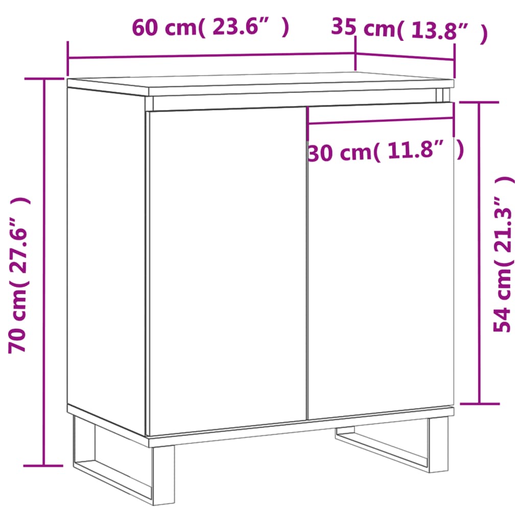 Sideboard Hochglanz-Weiß 60x35x70 cm Holzwerkstoff