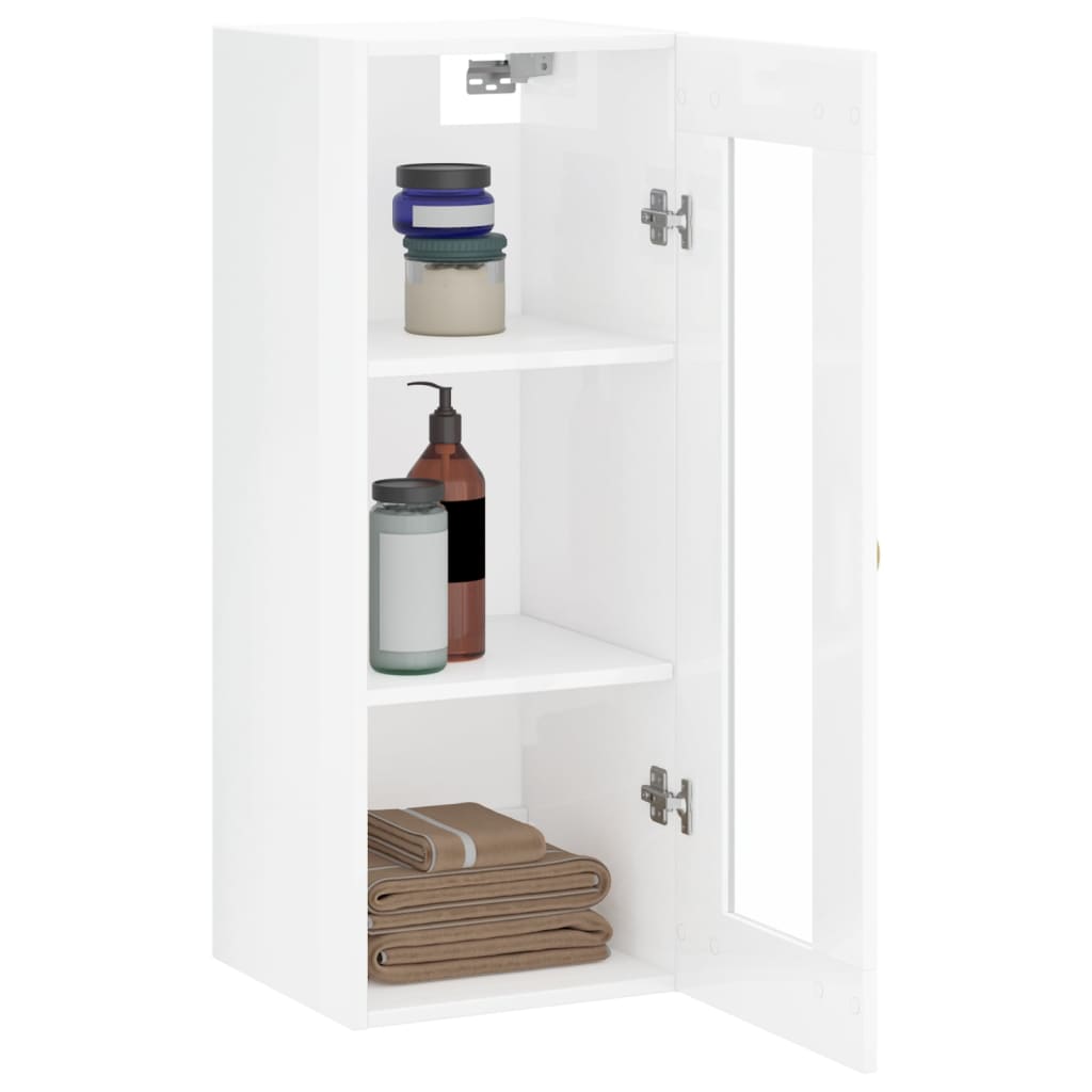 Wandschrank Hochglanz-Weiß 34,5x34x90 cm