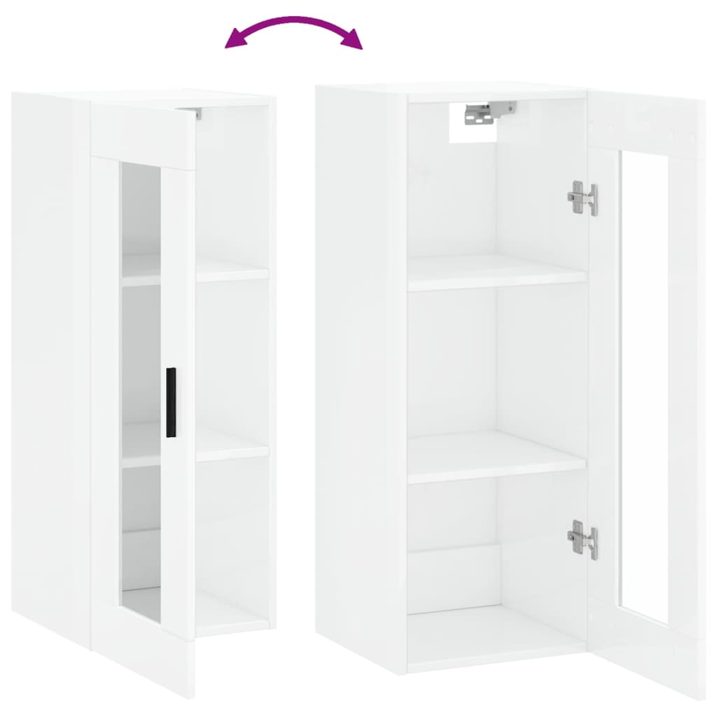 Wandschrank Hochglanz-Weiß 34,5x34x90 cm