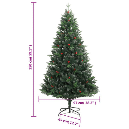 Sapin de Noël artificiel pliable aux fruits rouges 150 cm