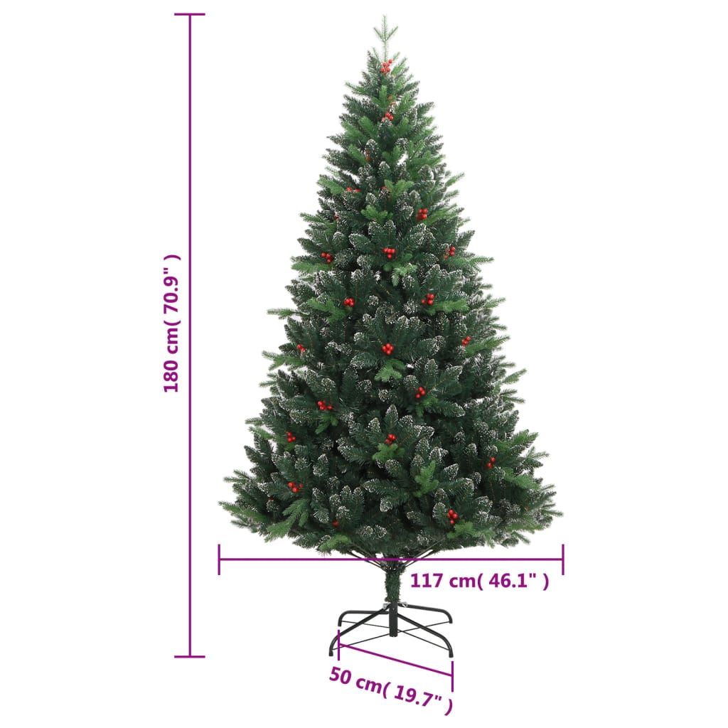 Sapin de Noël artificiel pliable aux fruits rouges 180 cm