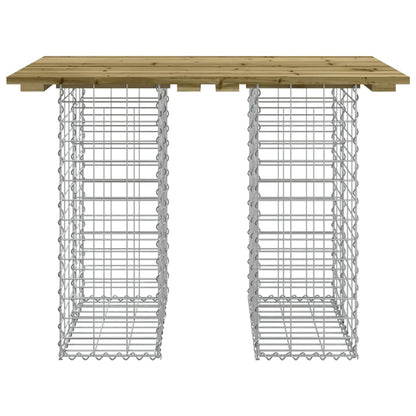 Banco de jardín fabricado en gaviones 100x70x72 cm de madera de pino impregnada