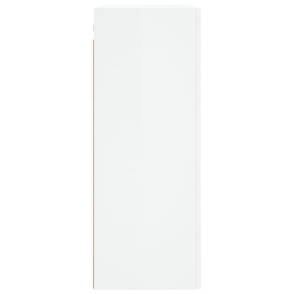 Armarios de pared de 2 piezas. Material de madera blanco brillante.