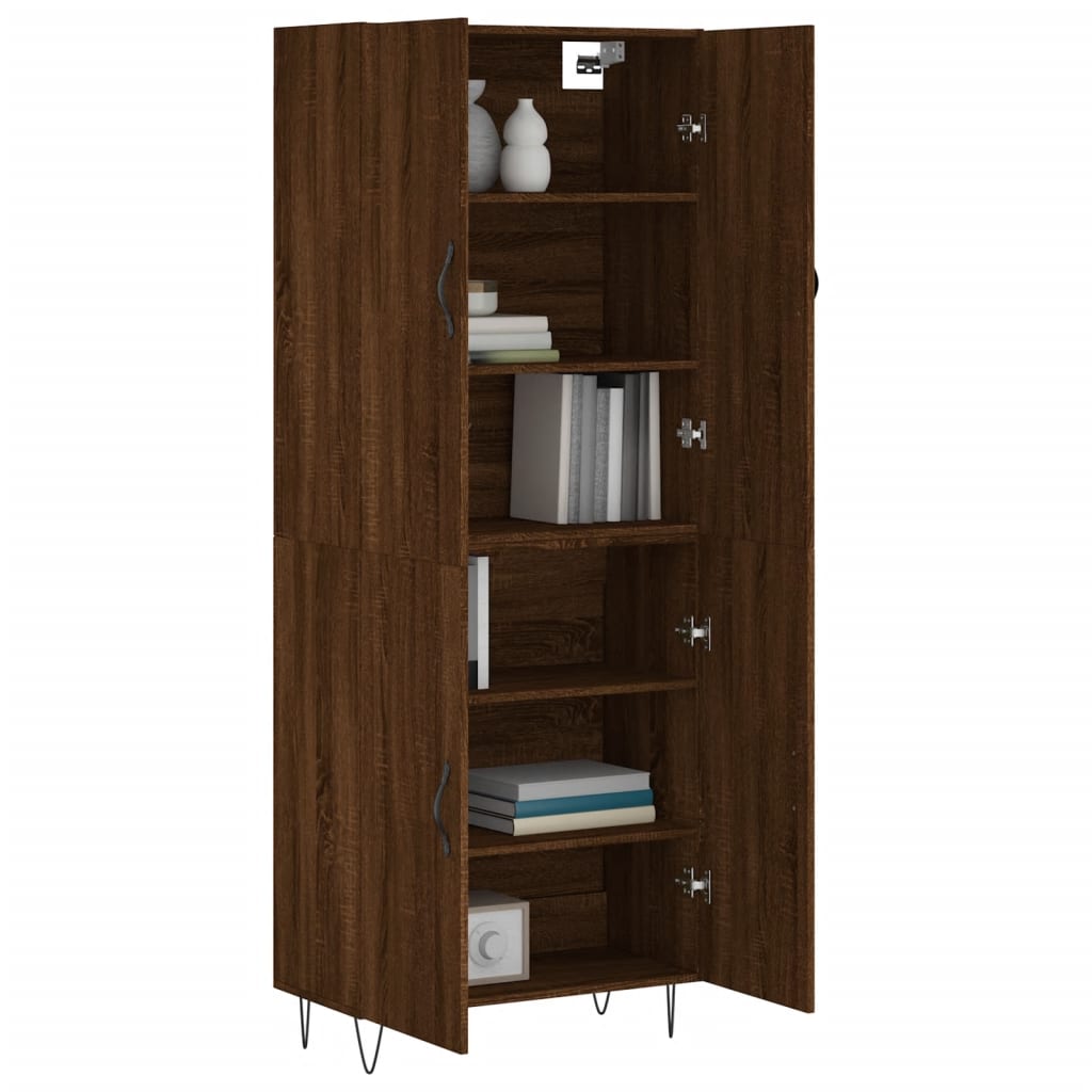 Buffet haut aspect chêne brun 69,5x34x180 cm en bois