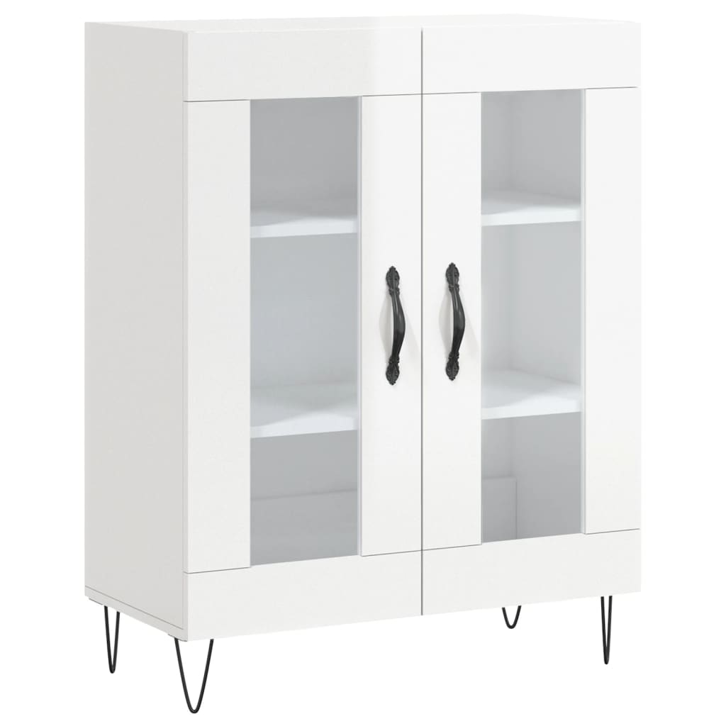 Buffet haut blanc brillant 69,5x34x180 cm en bois