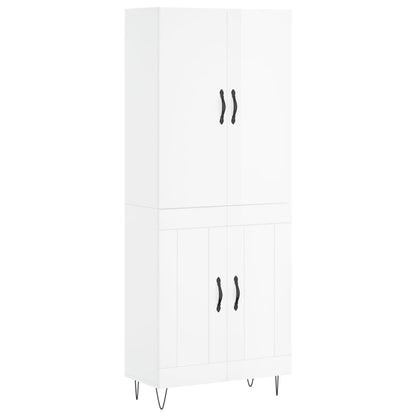 Buffet haut blanc brillant 69,5x34x180 cm en bois