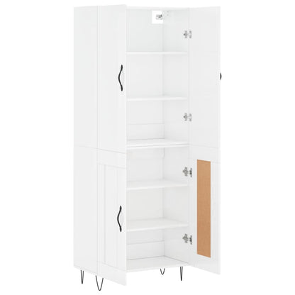 Buffet haut blanc brillant 69,5x34x180 cm en bois