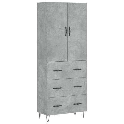 Highboard Betongrau 69,5x34x180 cm Holzwerkstoff