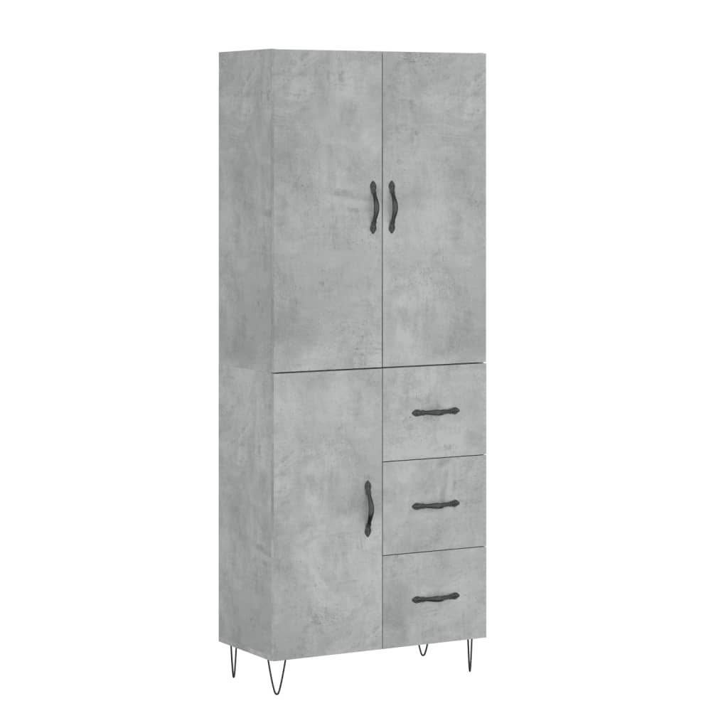 Highboard Betongrau 69,5x34x180 cm Holzwerkstoff